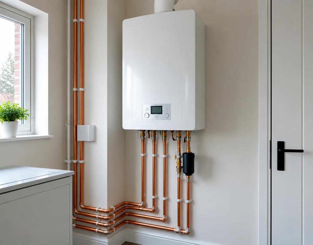 Neat new boiler and copper pipework