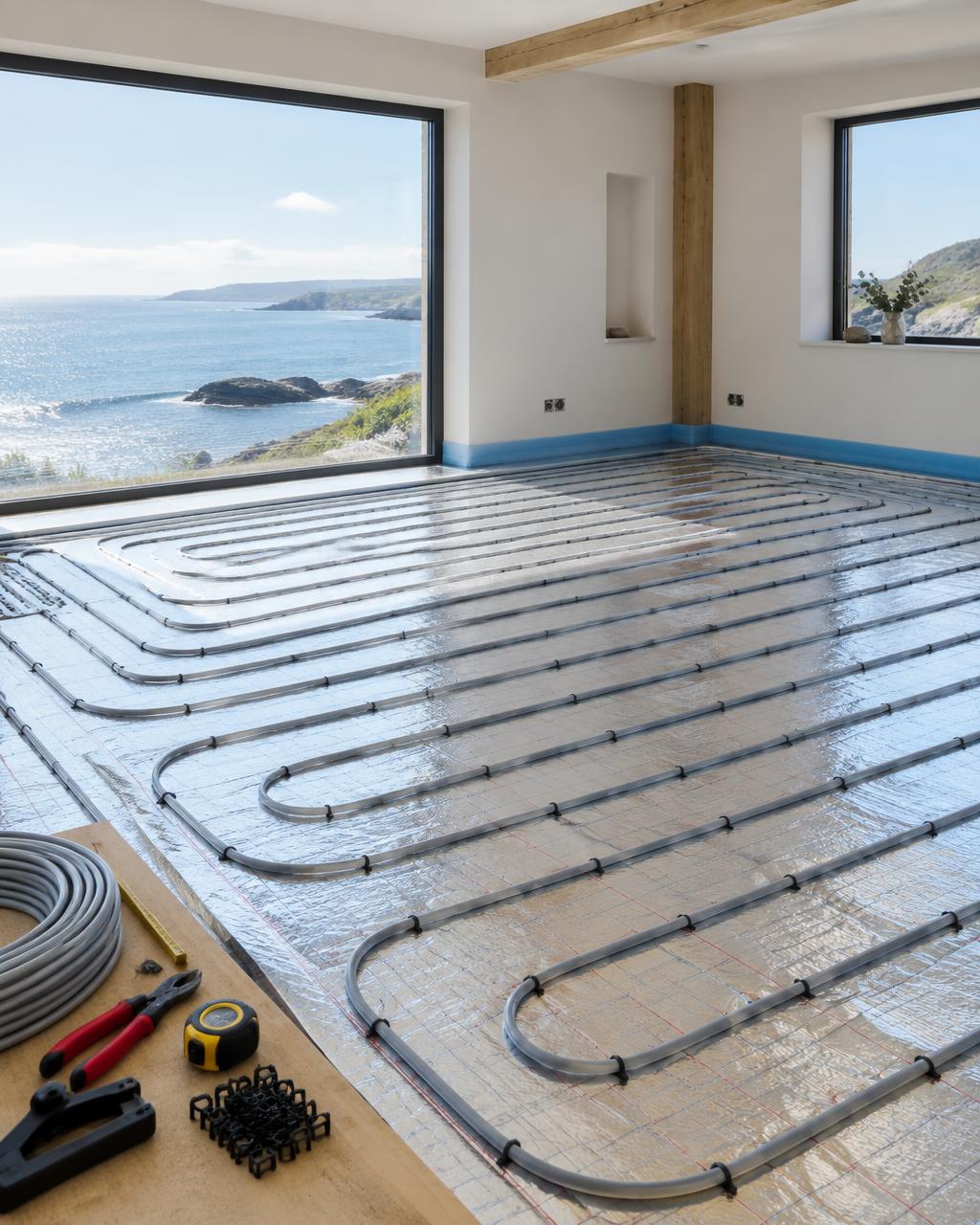 Underfloor heating installed in a Cornwall home