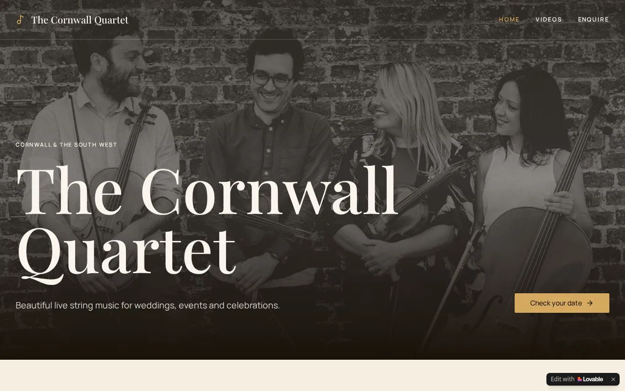 The Cornwall Quartet — music & events website design, Cornwall
