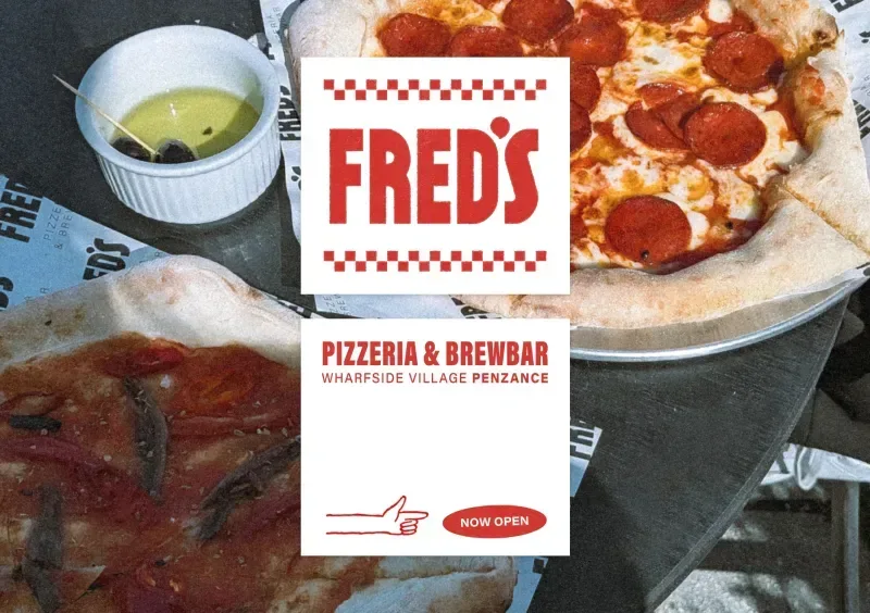 Pepperoni and anchovy pizzas at Fred's